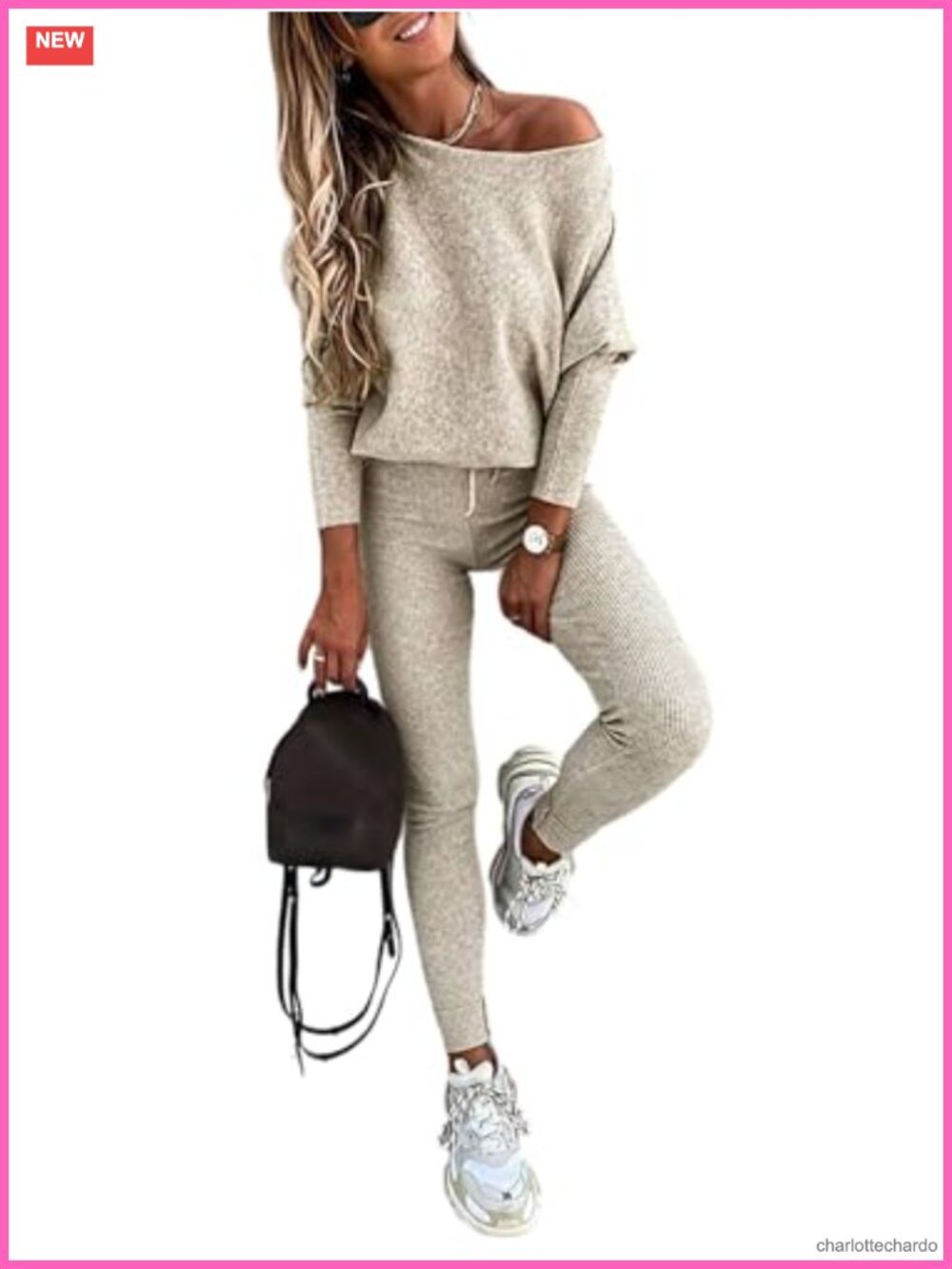 Women's 2 Piece Lounge Outfit Knit Travel Sweatsuit
